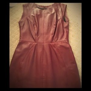 Aqua Luxe oxblood 100% real leather mini dress